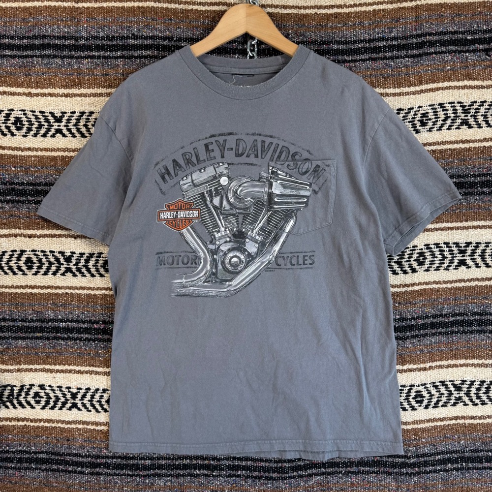 Harley-Davidson Smoky Mountain Maryville TN Engine Pocket T-Shirt Mens Gray M